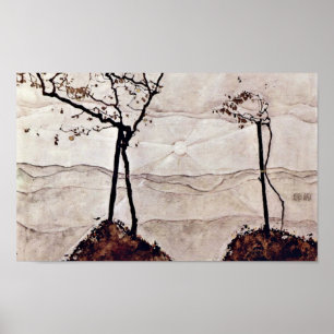 Poster Egon Schiele - soleil d'automne et arbres