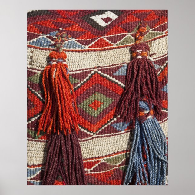 Poster Egypte, Gizeh. Couverture de chameau aux Pyramides (Devant)