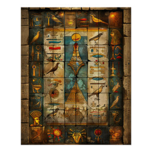 Poster Égypte Pharaon Mur Mosaïque Art