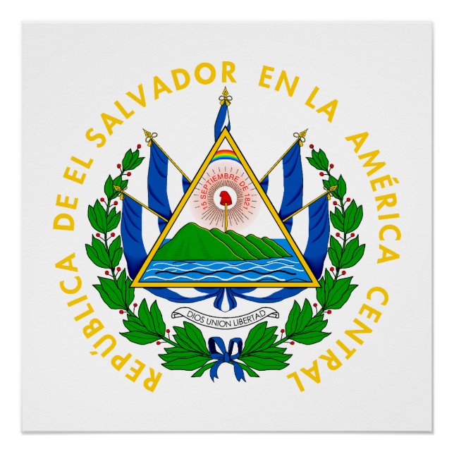 Poster El Salvador country coat arms symbol emblem flag (Devant)