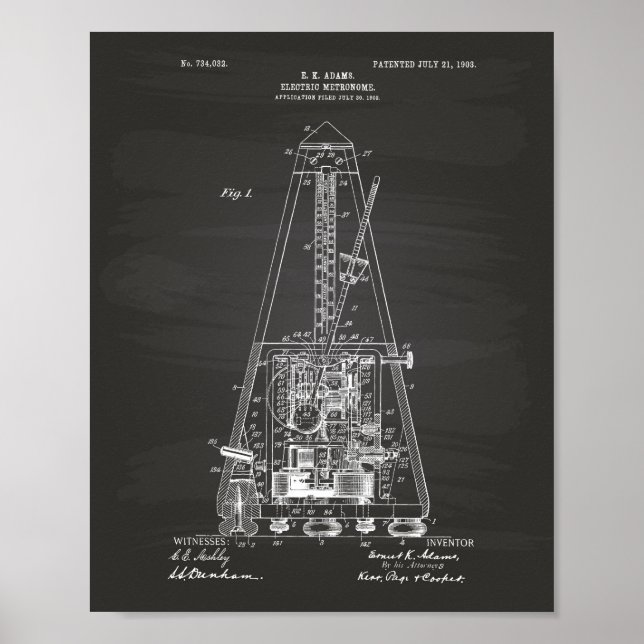 Poster Electric Metronome 1903 Patent Art Chalkboard (Devant)