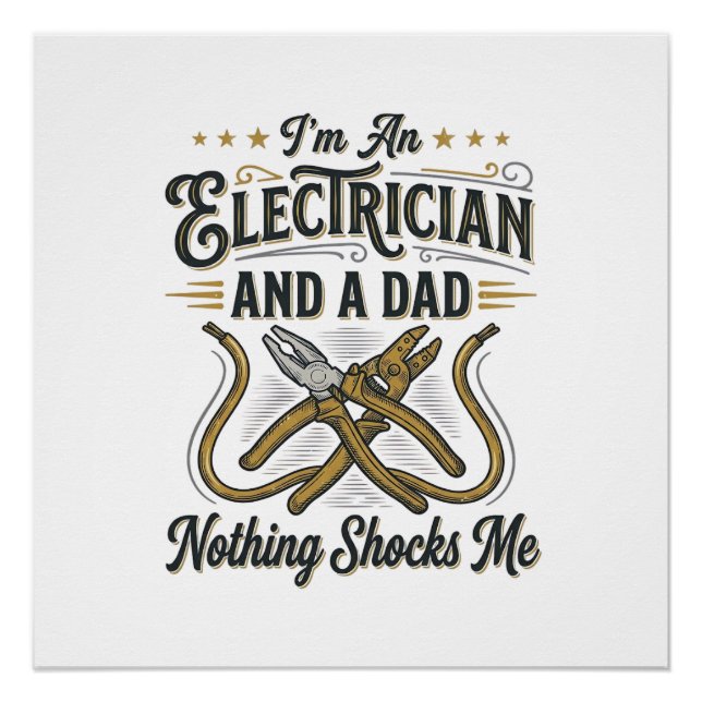 Poster Electrician Dad Nothing Shocks Me Vintage Shirt De (Devant)