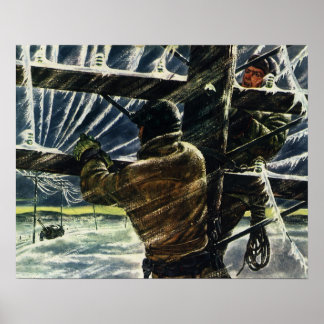 Poster Electricien d'affaires vintage travaillant dans la