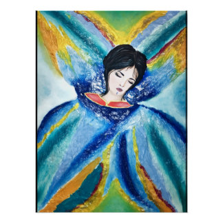 Poster Élégance Ailée - peinture Abstraite de Femme