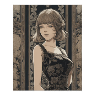 Poster Élégance de l'Anime magique - AI Little robe noire