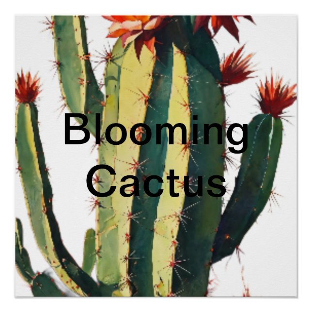 Poster Elégance du désert : Cactus en fleurs (Devant)