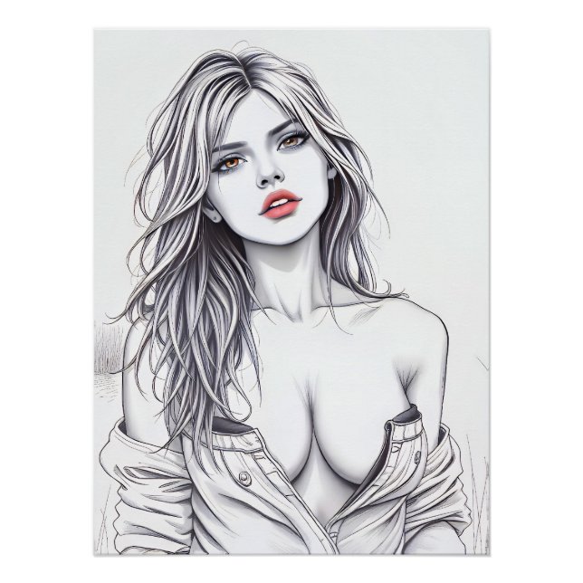 Poster Élégance en noir et blanc (Devant)