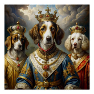 Poster Élégant animalThème Royal Chiens Peinture à l'huil