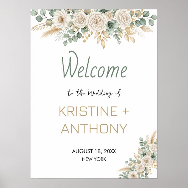 Poster Elegant Blush Floral Mariage Affiche de bie (Devant)
