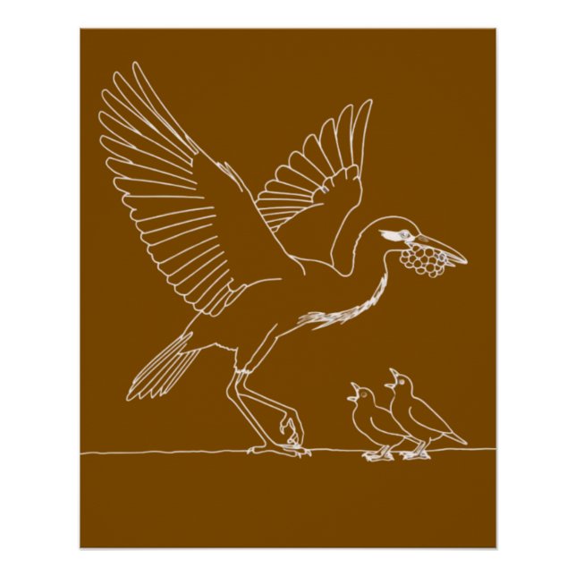 Poster Elegant Crane Bird illustration  (Devant)