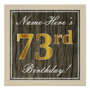 Poster Elégant, Faux Wood, Faux Gold 73e anniversaire + N