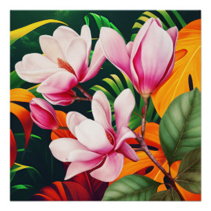 POSTER ELÉGANT FLEURS PLANTE NATURE