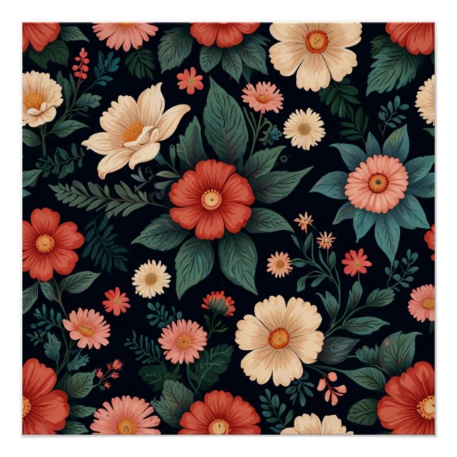 Poster Élégant floral (Devant)