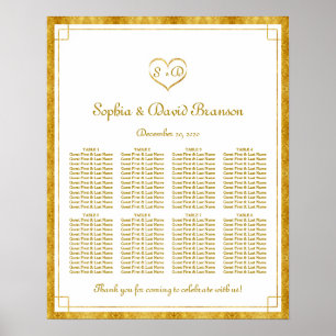 Poster Elégant Gold Foil Coeur Cadre Mariage Sein Graphiq