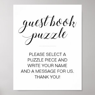 Poster Élégant livre d'invité Mariage de puzzle
