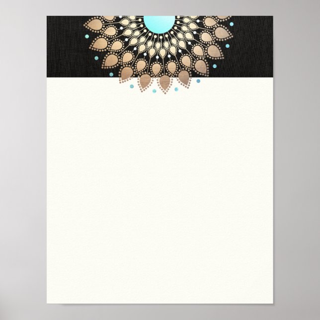 Poster Elégant Lotus Mandala Or (Devant)