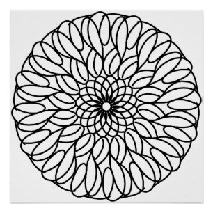 Poster Elégant mandala noir & blanc (ou couleur de votre 