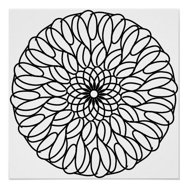 Poster Elégant mandala noir & blanc (ou couleur de votre  (Devant)