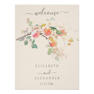 Poster Élégant Mariage d'aquarelle de chute