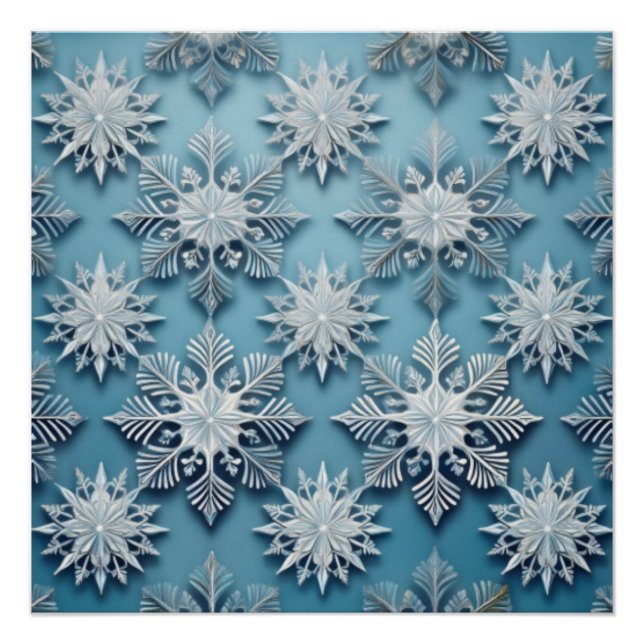 Poster Élégant Motif de flocon de neige (Devant)