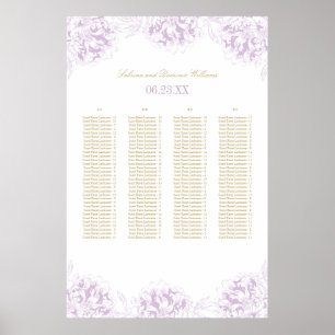 Poster Elégant Purple Gold Floral Peony Mariage Siège