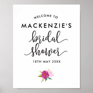 Poster Élégant Script Rose Fête des mariées de bienvenue 