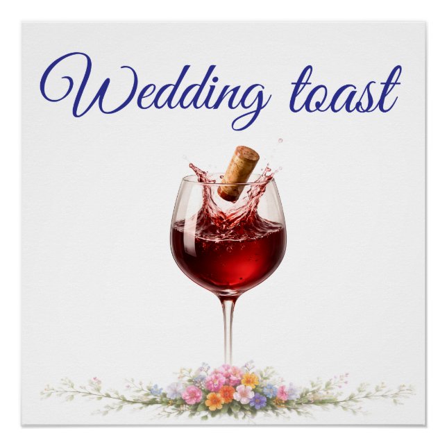 Poster Elegant Wine Glass Splash Wedding  (Devant)
