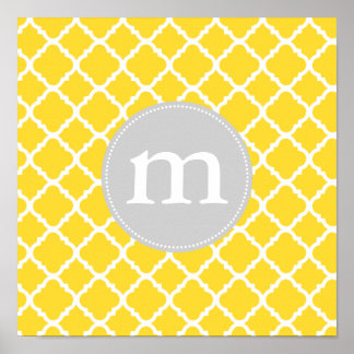 Poster Elegant Yellow Moroccan Quatrefoil Personalized