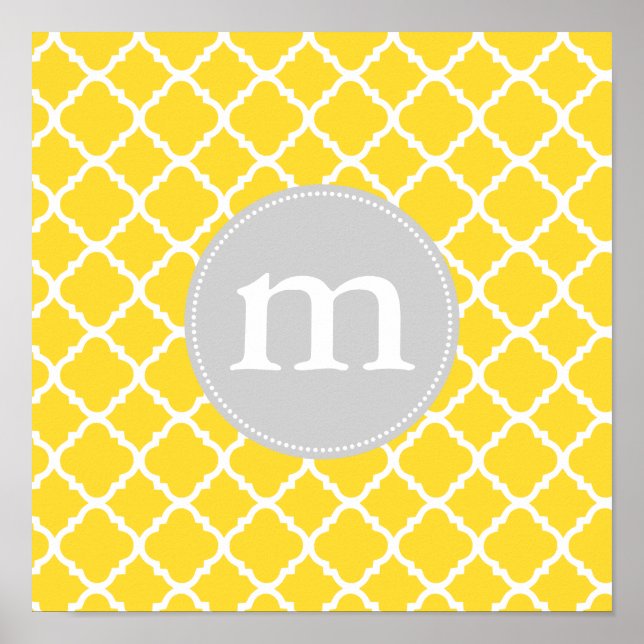 Poster Elegant Yellow Moroccan Quatrefoil Personalized (Devant)