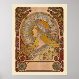 Poster Elégant Zodiac par Alphonse Mucha Imprimer
