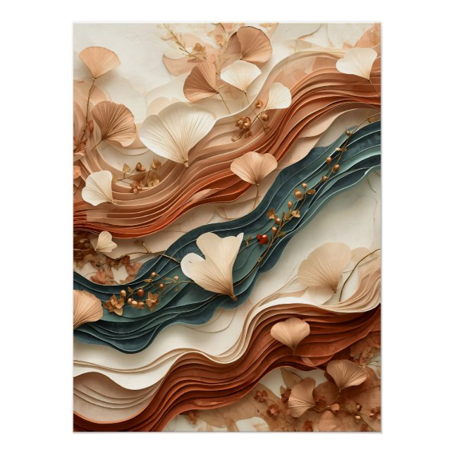 Poster ✨Élégante art de couche de papier botanique abstra (Devant)