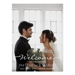 Poster Élégante calligraphie Deux Mariages photo Signet B