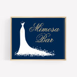 Poster Elégante Fête des mariées de Mariage Mimosa Bar<br><div class="desc">Mariage douche nuptiale mimosa barre d'affichage / affiche pour le futur marié élégant dispose d'un design de robe mariage fluide,  texte personnalisé qui peut être personnalisé. Blanc,  bleu marine (à customiser),  champagne or / teintes bronzées.</div>