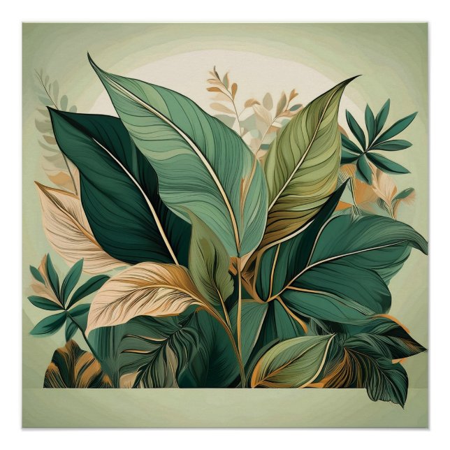 Poster Élégante feuille de bois Imprimer (Devant)