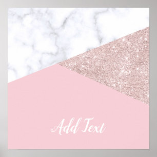 Poster Elégante parties scintillant en or rose blanc marb