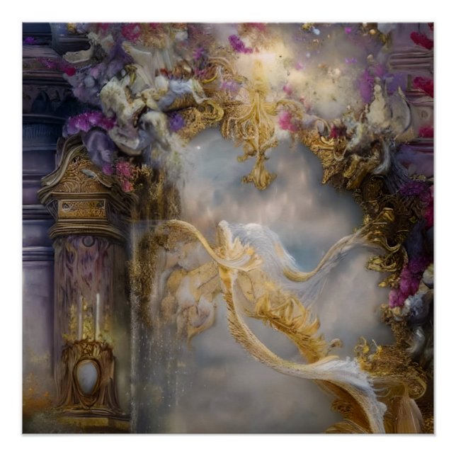 Poster Élégante Porte d'or céleste, Texte Or (Devant)