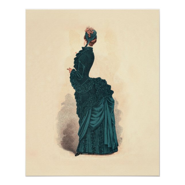 Poster Élégante robe victorienne bleue (Devant)