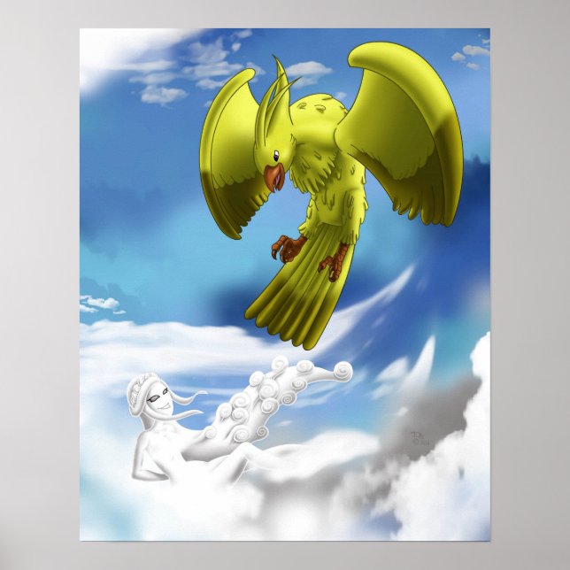 Poster Élément d'air et oiseau (Devant)