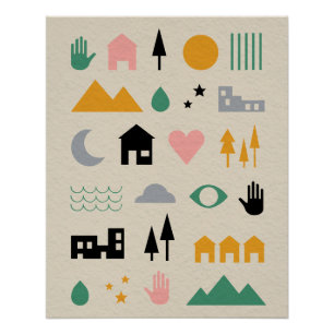 Poster Éléments minimalistes scandinaves d'harmonie