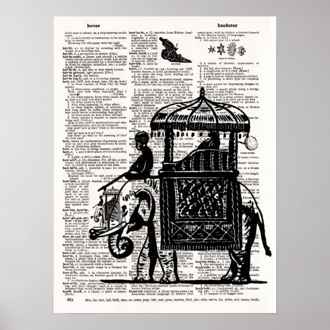 Poster Elephant avec Howdah Dictionary Art (Devant)