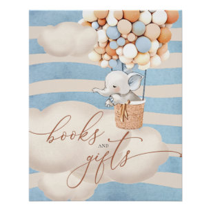 Poster Elephant Balloon Bébé Livres et Cadeaux