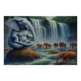 Poster Éléphant Bleu 
