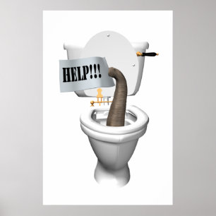 Poster Eléphant Coincé Dans Les Toilettes