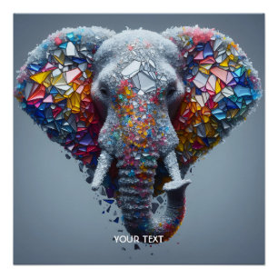 Poster Eléphant en verre à éclat mignon Imaginaire