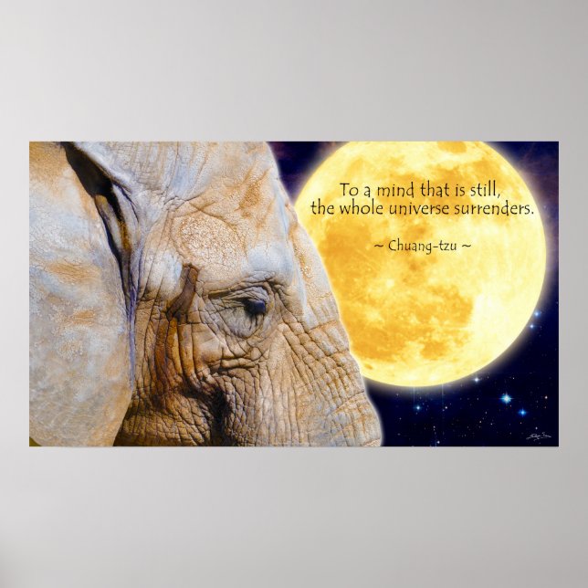Poster Eléphant, Lune et Sagesse Citer Motivational Poste (Devant)