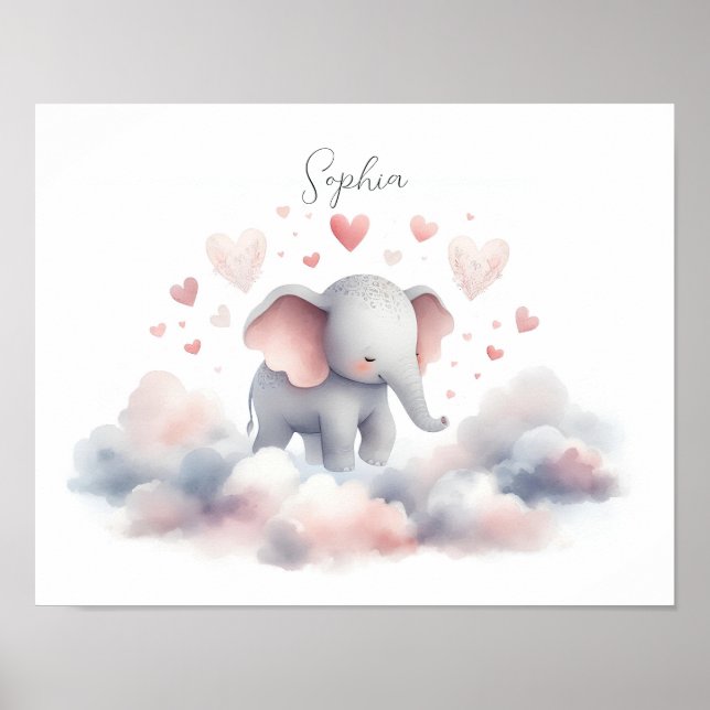 Poster Eléphant personnalisé mignon Imprimer (Devant)