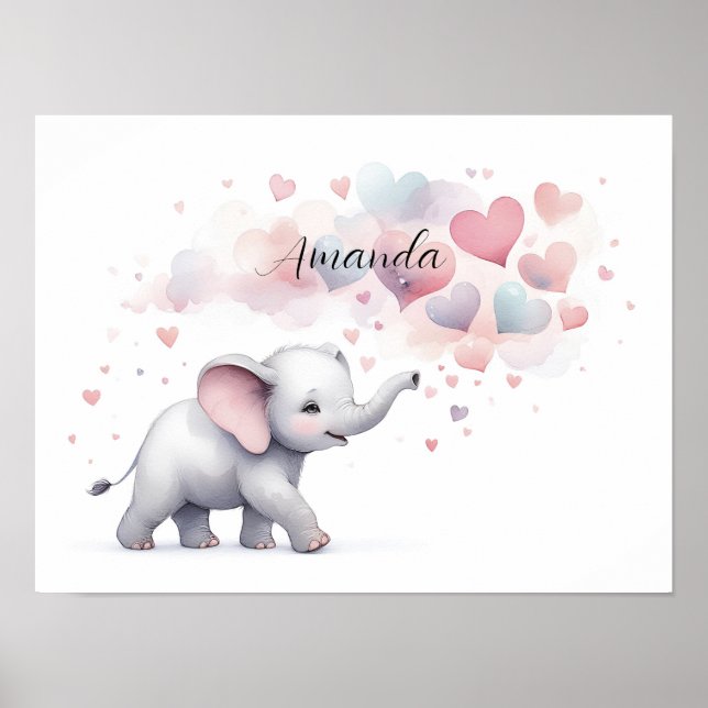 Poster Eléphant personnalisé mignon Imprimer (Devant)