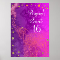 Elephant Purple Pink Orange & Gold Party Banner