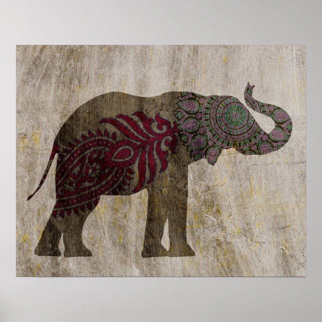 Poster Eléphant tribal zen (Devant)