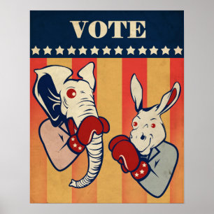 Poster Elephant vs. Donkey